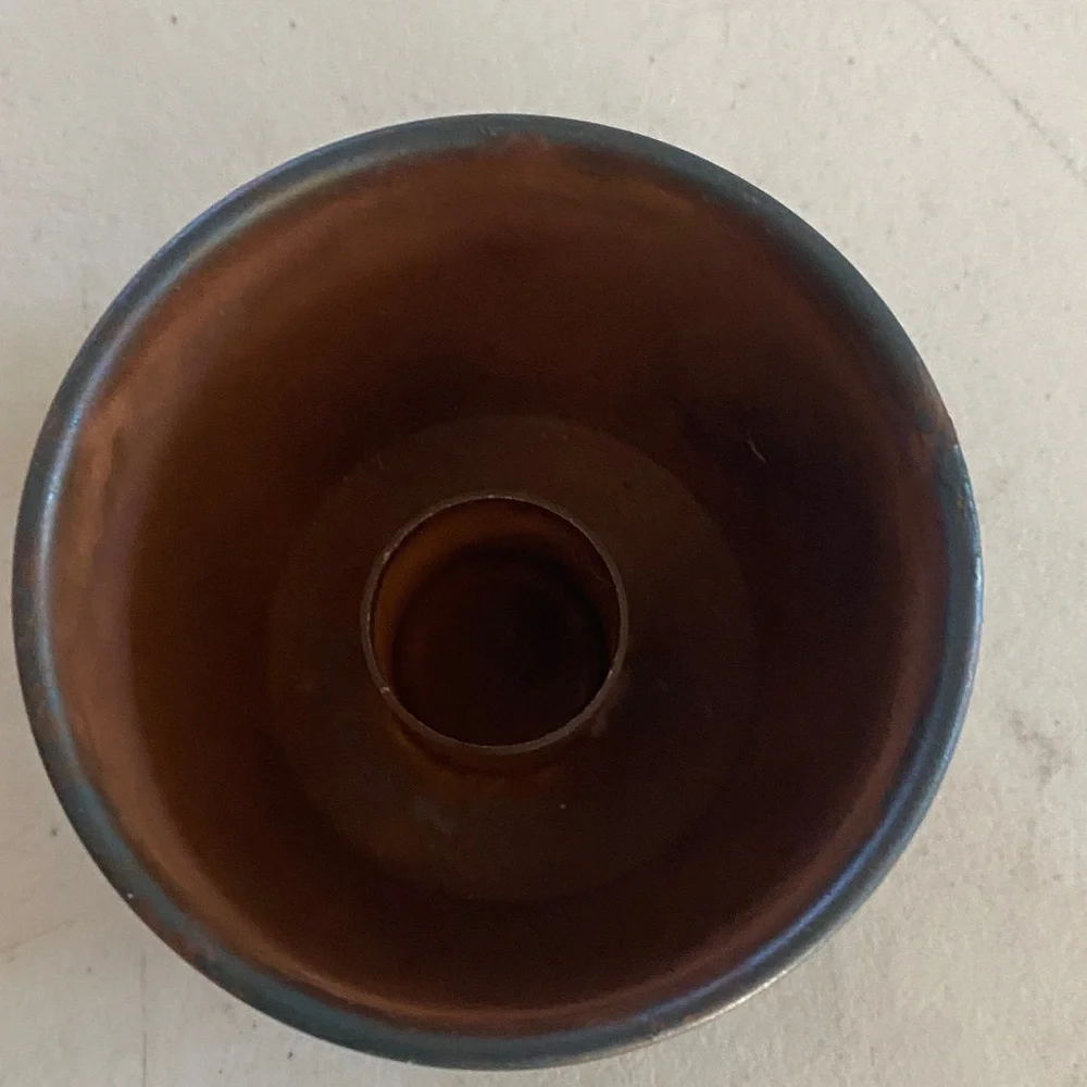 Brown Ceramic Taper Candle Holders - Set of 2